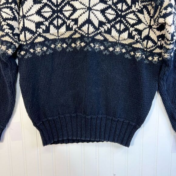 Vintage Ralph Lauren Sportsman Fair Isle Snowflake Sweater M Wool linen blue - Picture 4 of 15